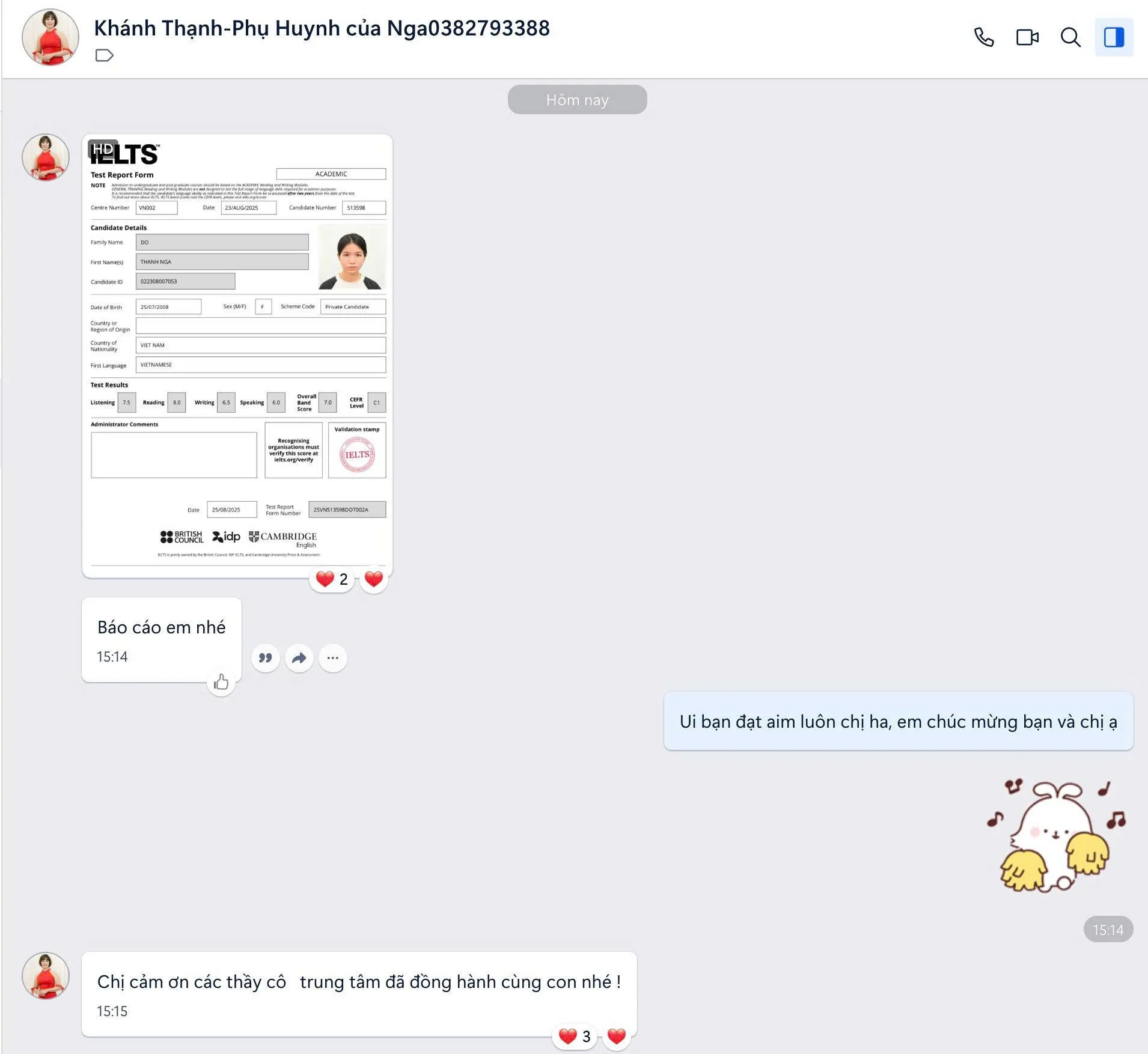 Chia sẻ học viên