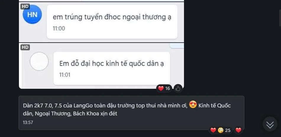 Chia sẻ học viên