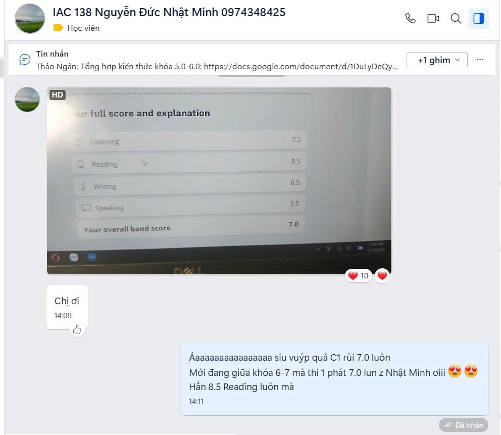 Chia sẻ học viên