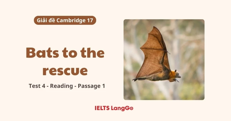 Giải chi tiết Cam 17 - Test 4 - Reading - Passage 1: Bats to the rescue