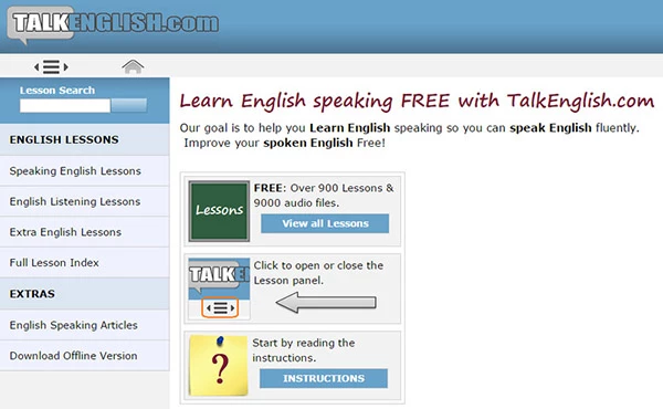 Talking English là 1 website luyện speaking đơn giản, dễ thao tác