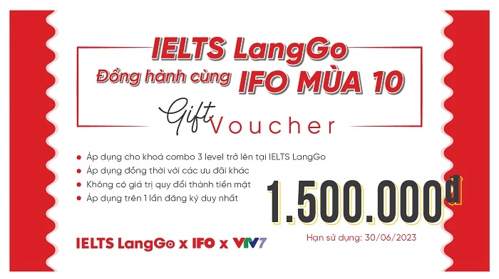 Gift Voucher 1.500.000 áp dụng cho khóa combo 3 level tại IELTS LangGo