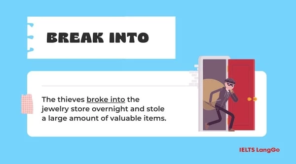 Ví dụ với Phrasal verb Break in/into