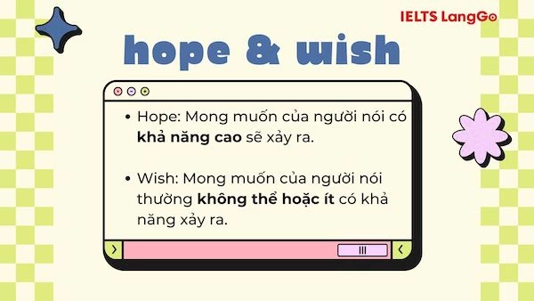 Hope và Wish có cách dùng và cấu trúc khác nhau