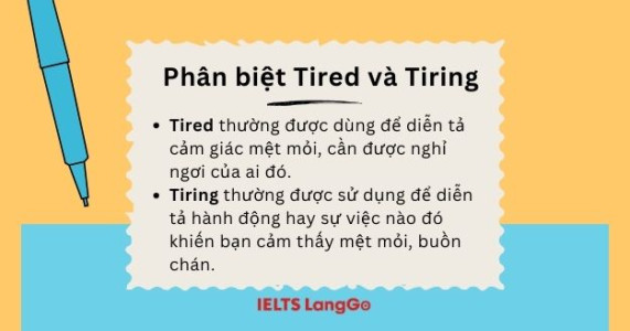 Phân biệt cách dùng Tired và Tiring