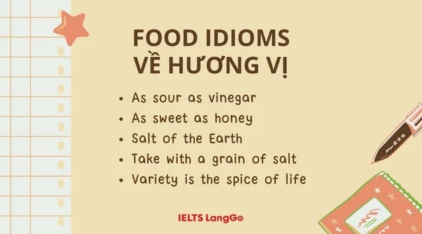 Một số food idioms về hương vị Tiếng Anh