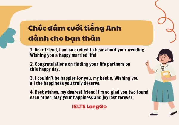 Chúc mừng đám cưới bạn thân bằng tiếng Anh