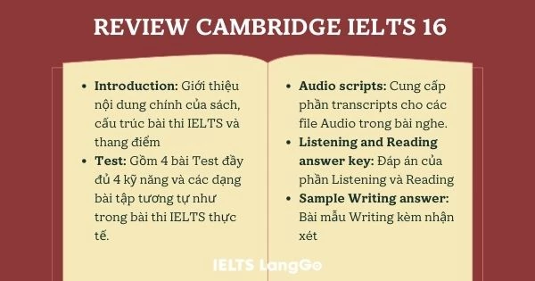 Các nội dung chính trong Cambridge IELTS 16