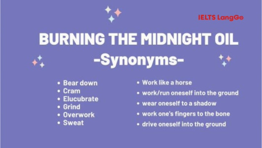 Synonyms với idiom Burn midnight oil