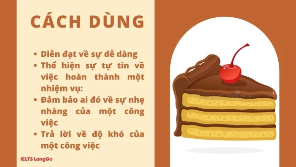 Cách dùng thành ngữ A piece of cake trong tiếng Anh