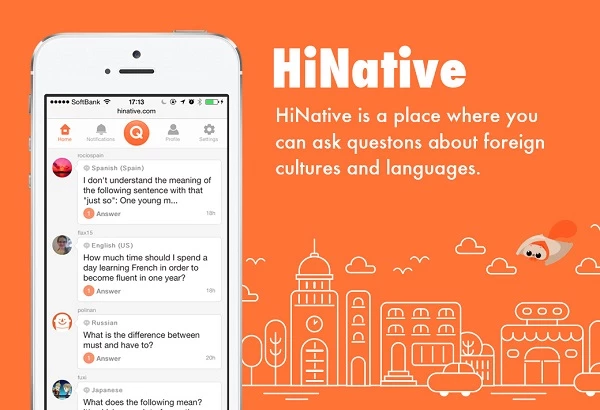 Ứng dụng HiNative nói chuyện Tiếng Anh với người nước ngoài