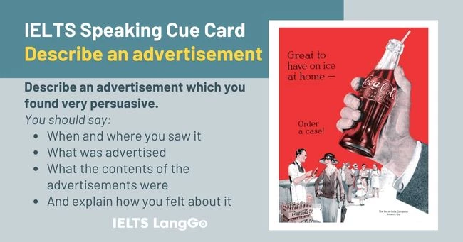 Describe an advertisement which you found persuasive Cue card