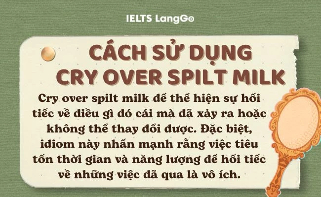 Cách dùng Don't cry over spilt milk idiom