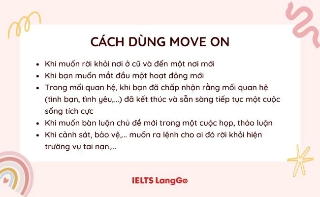 Các cách sử dụng Move on thông dụng trong Tiếng Anh