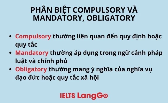 Phân biệt compulsory và mandatory, obligatory