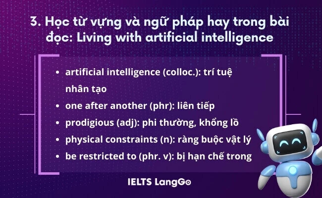 Từ vựng và ngữ pháp hay trong bài đọc Living with artificial intelligence