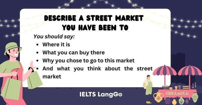 Describe a street market cue card