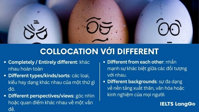 Một số collocation phổ biến với Different