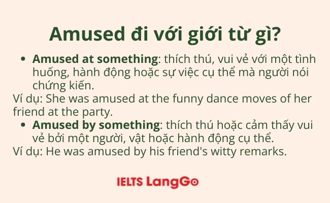 Amused đi với giới từ gì?