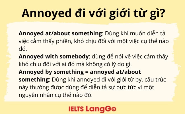 Annoyed đi với giới từ gì?