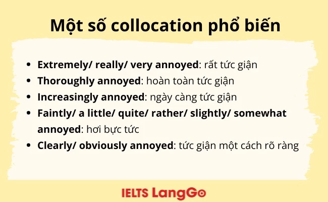 Một số collocation phổ biến với annoyed