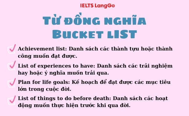 Từ đồng nghĩa của Bucket list