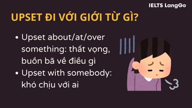 Upset đi với giới từ gì?