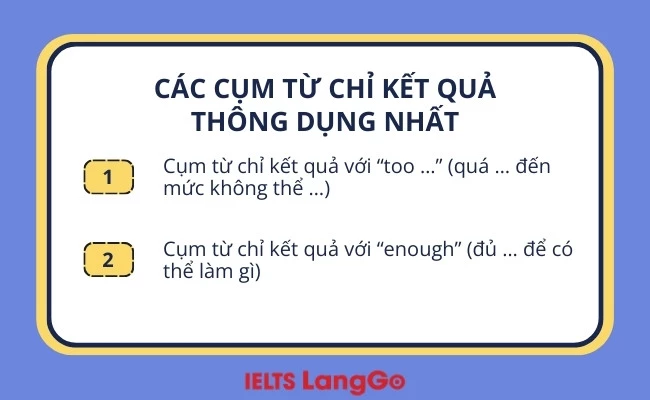 Các cụm từ chỉ kết quả thông dụng nhất