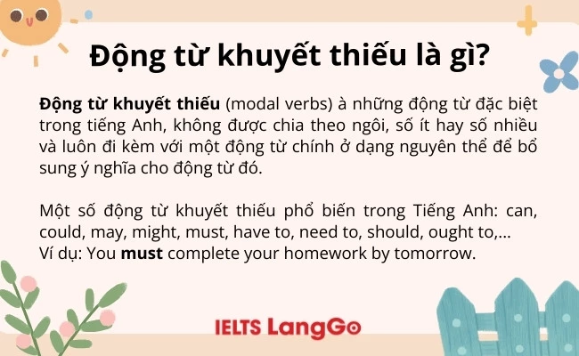 Động từ khuyết thiếu (modal verbs) là gì?