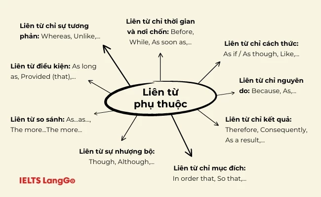 Các loại liên từ phụ thuộc trong Tiếng Anh và ví dụ