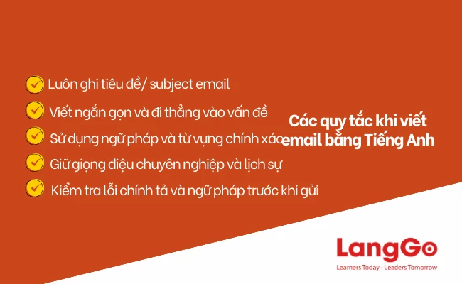 Những quy tắc cần nắm đối với bài viết email bằng Tiếng Anh