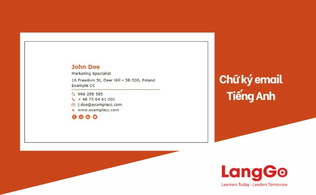 Chữ ký mẫu trong bài viết email bằng Tiếng Anh