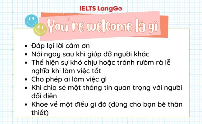 Cách dùng You're welcome