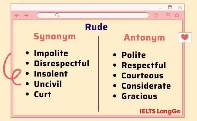 Từ đồng nghĩa - trái nghĩa của Rude