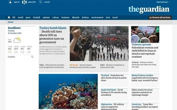 The Guardian là trang web luyện đọc được nhiều bạn yêu thích