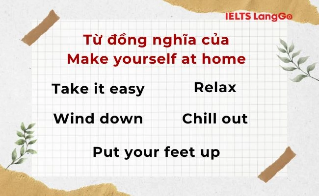 Những cụm từ đồng nghĩa với Make yourself at home