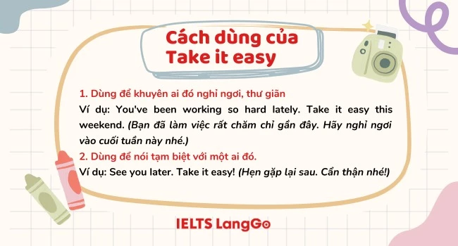 Cách dùng của Take it easy trong tiếng Anh