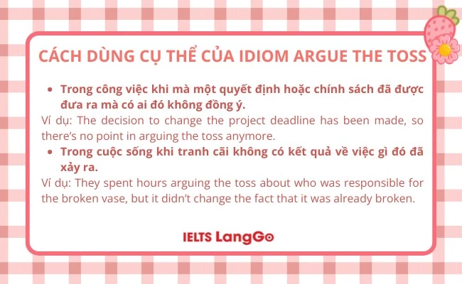 Cách dùng cụ thể của idiom argue the toss