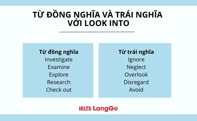 Các từ đồng nghĩa và trái nghĩa với look into