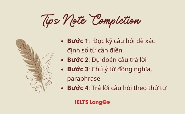 Chiến lược làm bài dạng Note Completion trong IELTS Listening