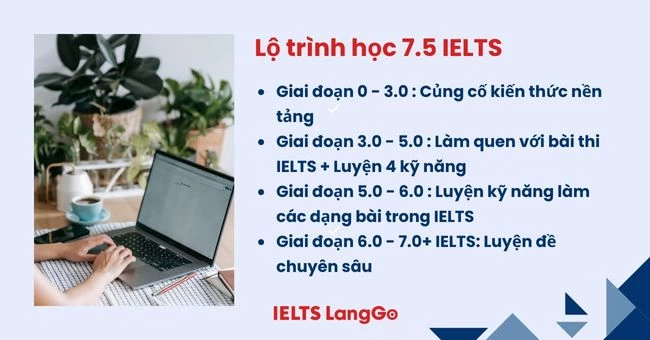 Lộ trình học IELTS 7.5 IELTS gồm 4 giai đoạn chính