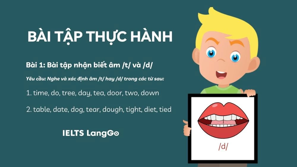 Bài tập phân biệt âm /t/ và /d/ trong tiếng Anh