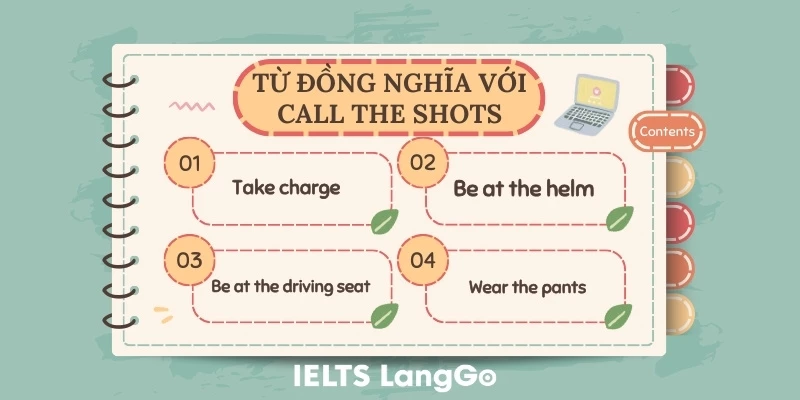 Bạn có thể tham khảo những idiom khác cùng nghĩa với call the shots