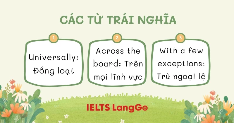 Các cụm từ trái nghĩa với By and large