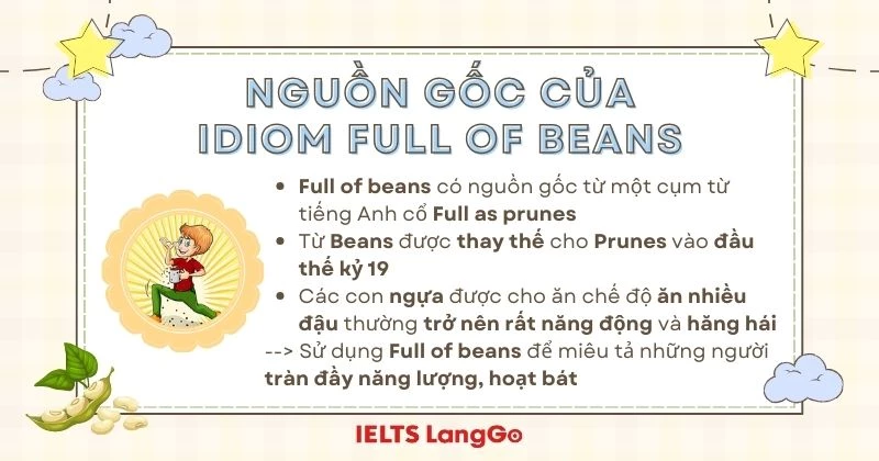 Nguồn gốc của idiom Full of beans