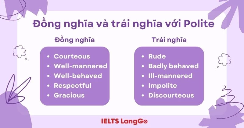 Từ đồng nghĩa và trái nghĩa với Polite