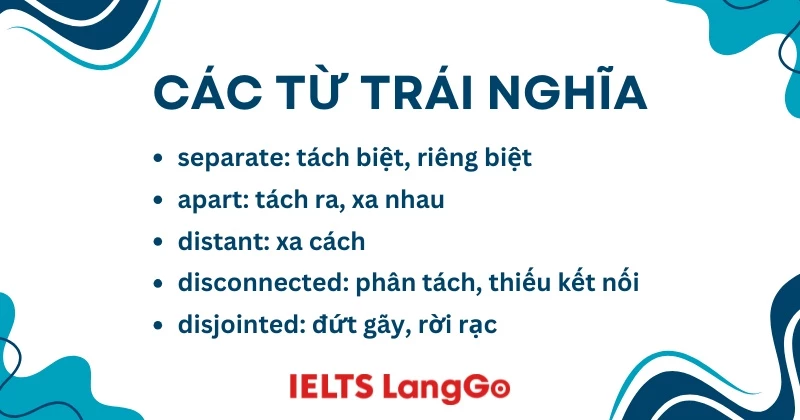 Các từ và cụm từ trái nghĩa với side by side