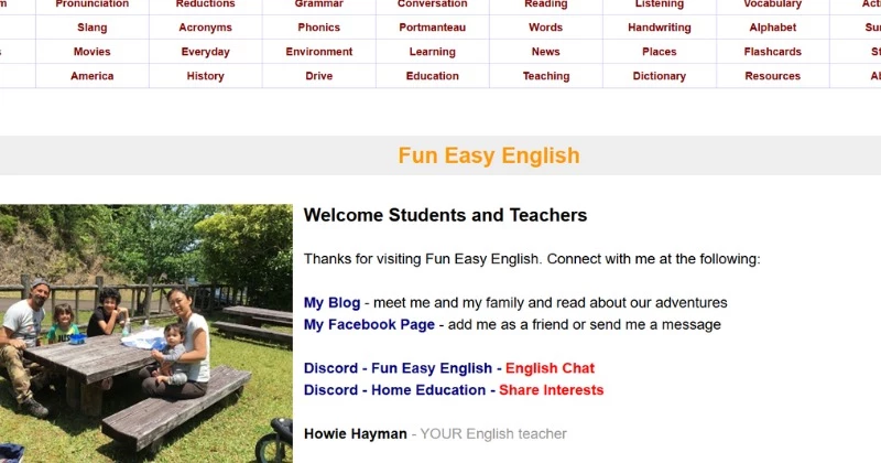 Trang web học Tiếng Anh miễn phí Fun Easy English