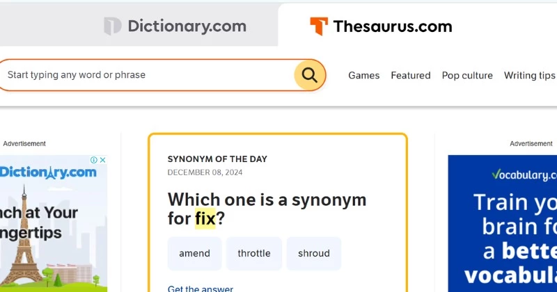 Thesaurus giúp bạn tra cứu những từ đồng nghĩa/trái nghĩa dễ dàng