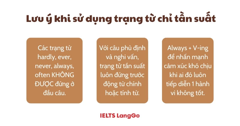 Lưu ý khi sử dụng trạng từ chỉ tần suất